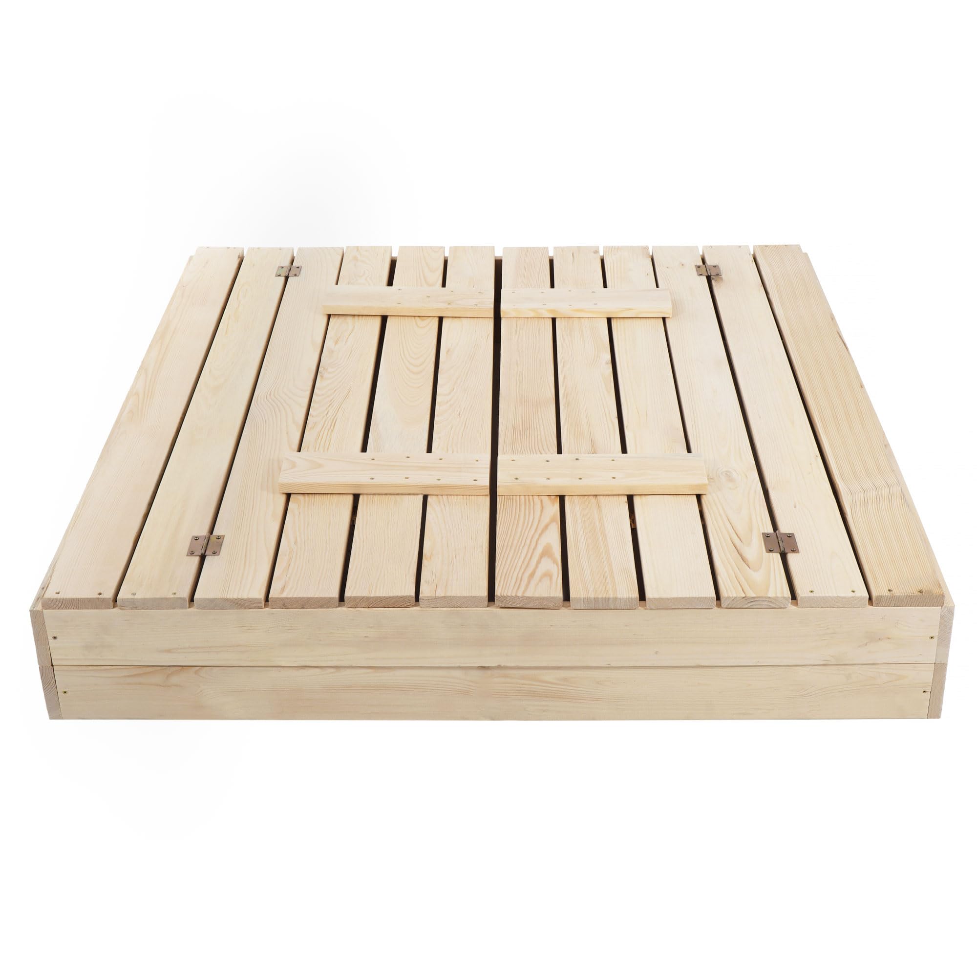 SPRINGOS – Bac à Sable Bois 120x120cm – Avec Bancs Dossiers – Fond Non-Tissé – Fabriqué UE