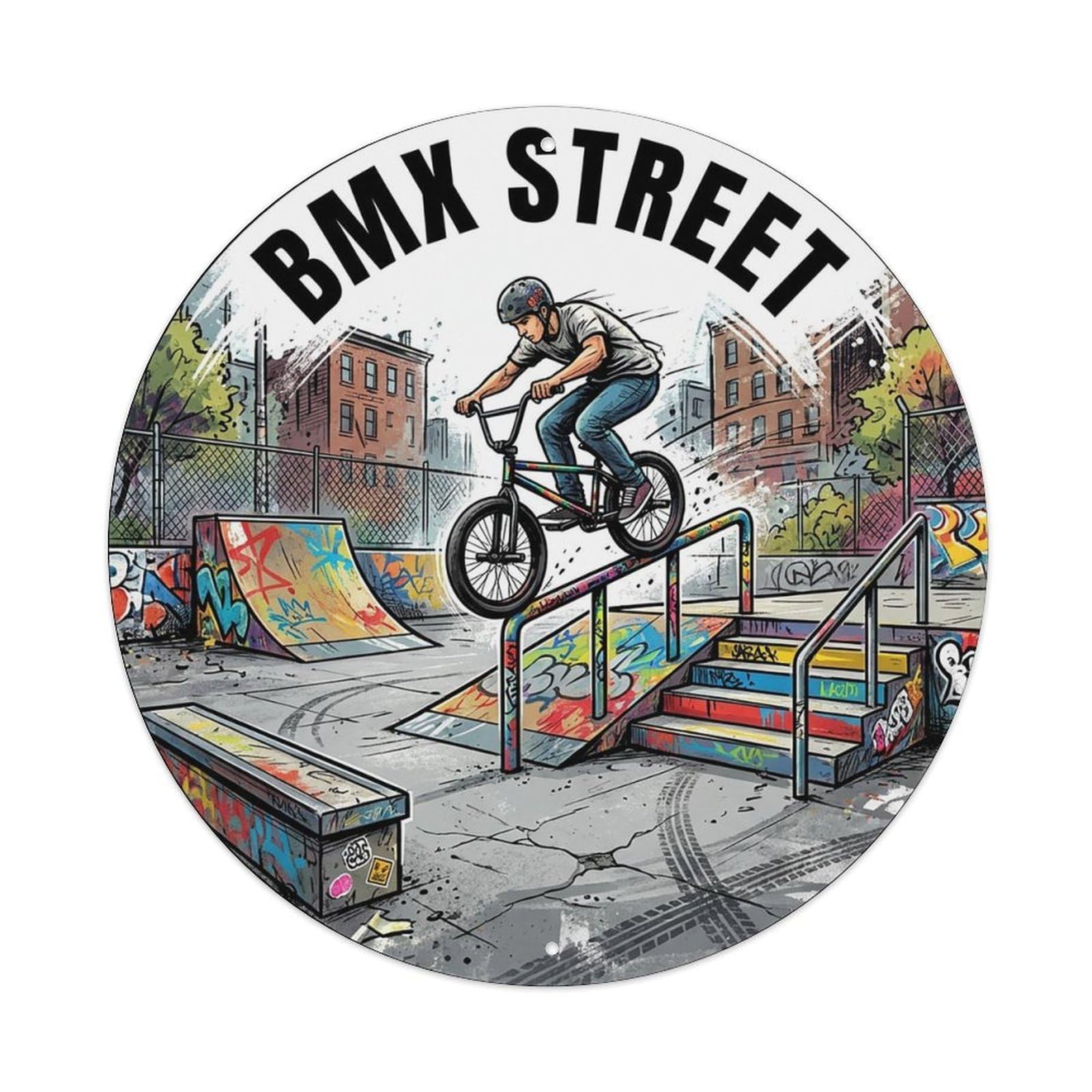 Vintage BMX Street Extreme Sports Vintage Metal Tin Sign Plaque Wall Decor for Cafe, Club Bar, Office, Garden Metal Poster 8x8Inch