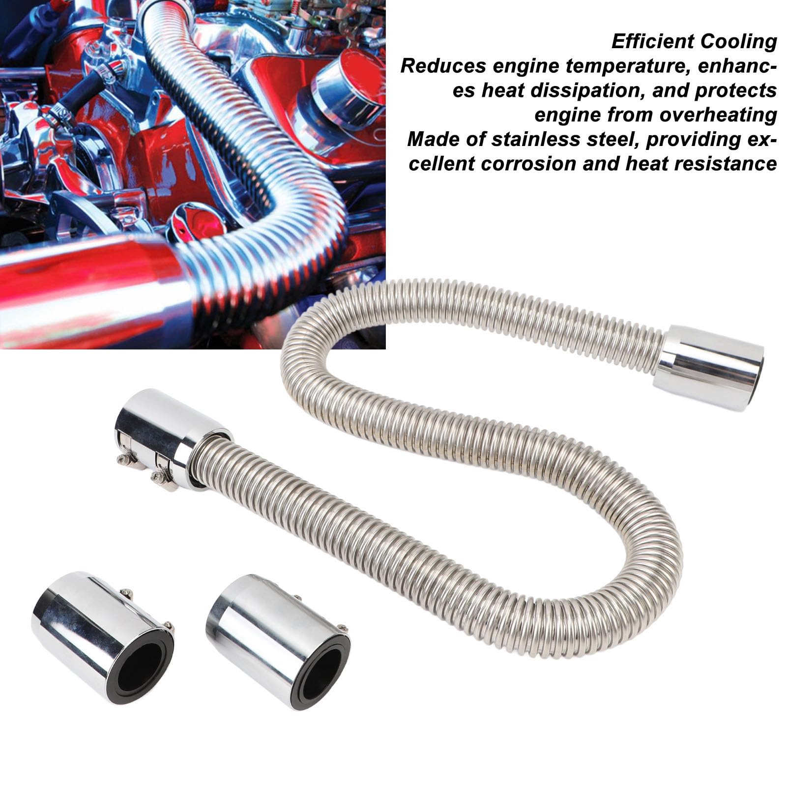 Warmteafvoerslangset, Koelvloeistofwaterslangset Universeel 48 Inch Langdurig Efficiënt Oververhittingsbestendig voor 1-3/4 Inch Radiatorhalzen