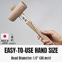 Vista 3 de KAKURI Martillo de madera japonés de 1.417 in - Mazo de madera pequeño para carpintería, carpintería, cincelado y tallado - Cabeza redonda