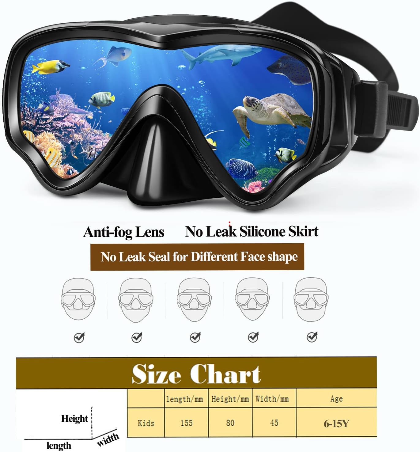 QTECLOR Snorkel Mask Set Snorkeling Gear Dry Snorkel Set and Mask Kids Adults Anti Fog 180 Degree Seaview with Mesh Bag, Scuba Diving Swimming Training Equipment Men Women : Sports & Outdoors