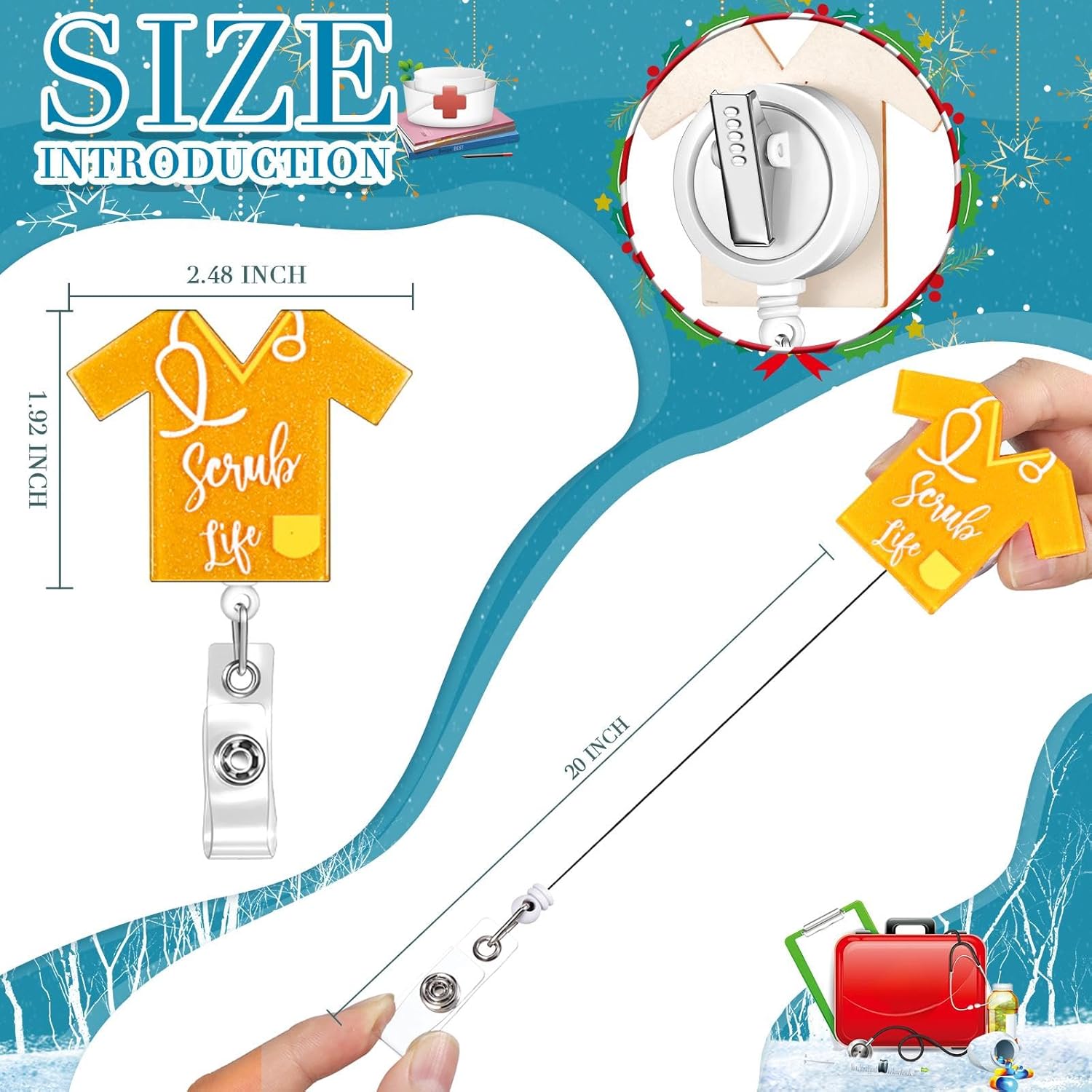 Qilery 50 Pcs Nurse Badge Reels Bulk Scrubs Life Badge Reel Retractable ID Name Holder Bling with Alligator Clip for Nurse Doctor Medical Office Workers Assistant Appreciation Gifts
