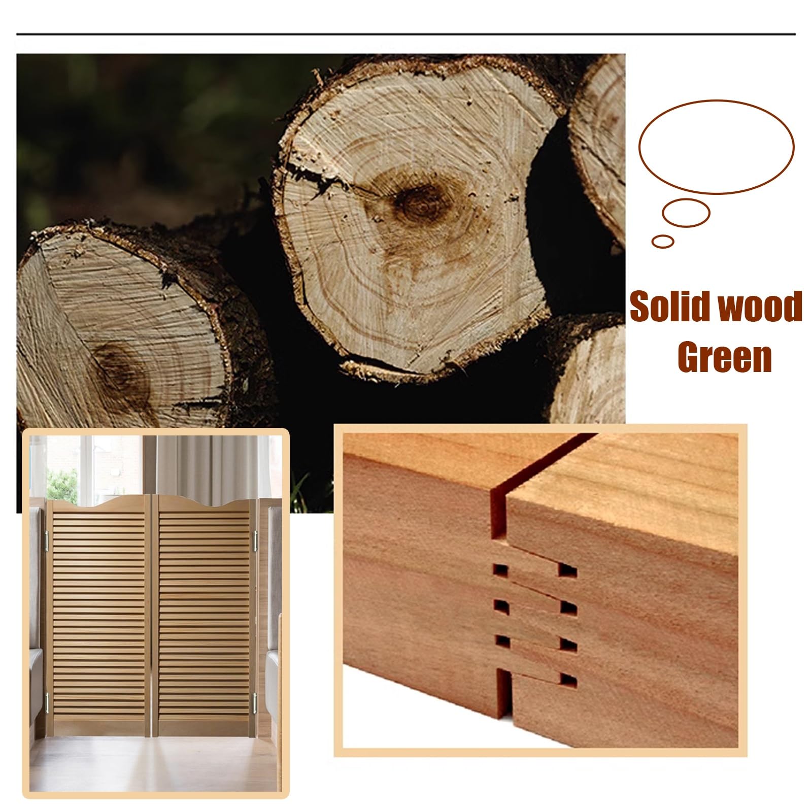 Puerta de Batientes de Salón Madera Maciza, Puerta Abatible de Restaurante de Café, Cocina Bar, Puerta Vaiven, Cierre Automático ,puertas de media cintura ( Color : Brown , Size : W85xH100cm(33.46x39.