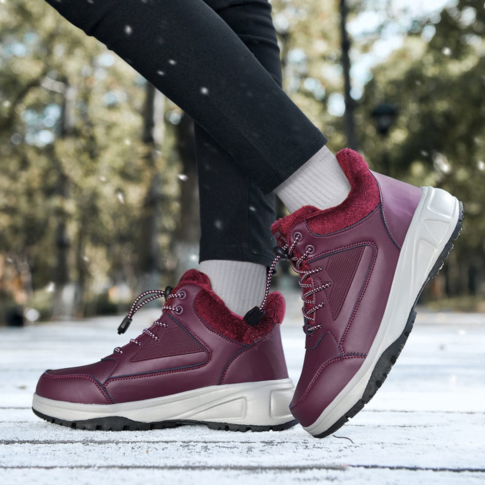 FGUUTYM Botines para mujer, color negro, algodón, botas de nieve, invierno, cálidas, botas de invierno, zapatos de invierno, zapatos deportivos, botas, antideslizantes, para tobillo, termostato,