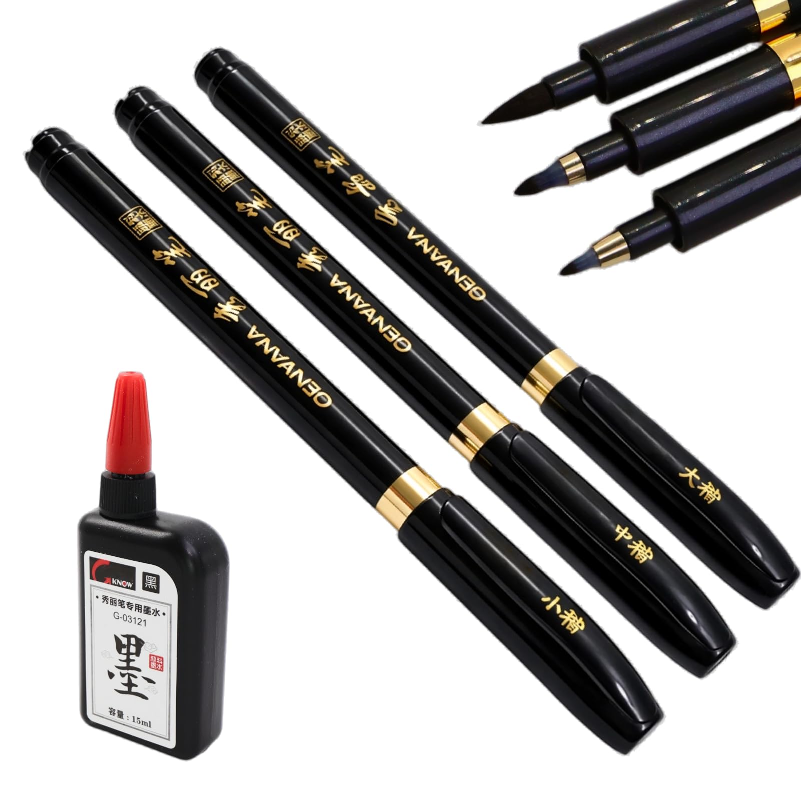 Set de 3 Stylos de Calligraphie Japonaise et Chinoise