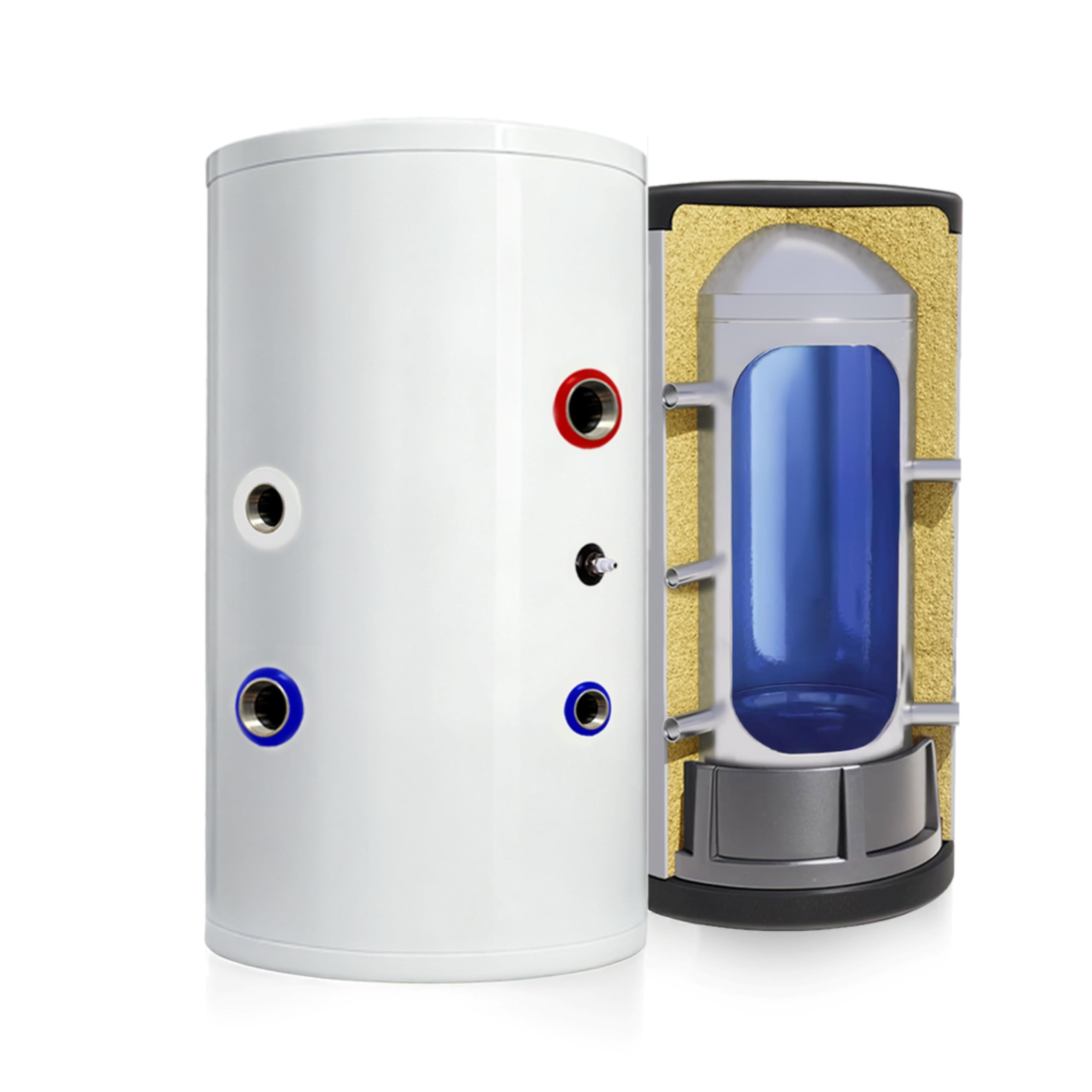 TECHGLOBE - Serbatoio tampone in acciaio inox ad alta efficienza energetica - con isolamento da 50 mm - Serbatoio tampone - Bollitore d'acqua (50 L)