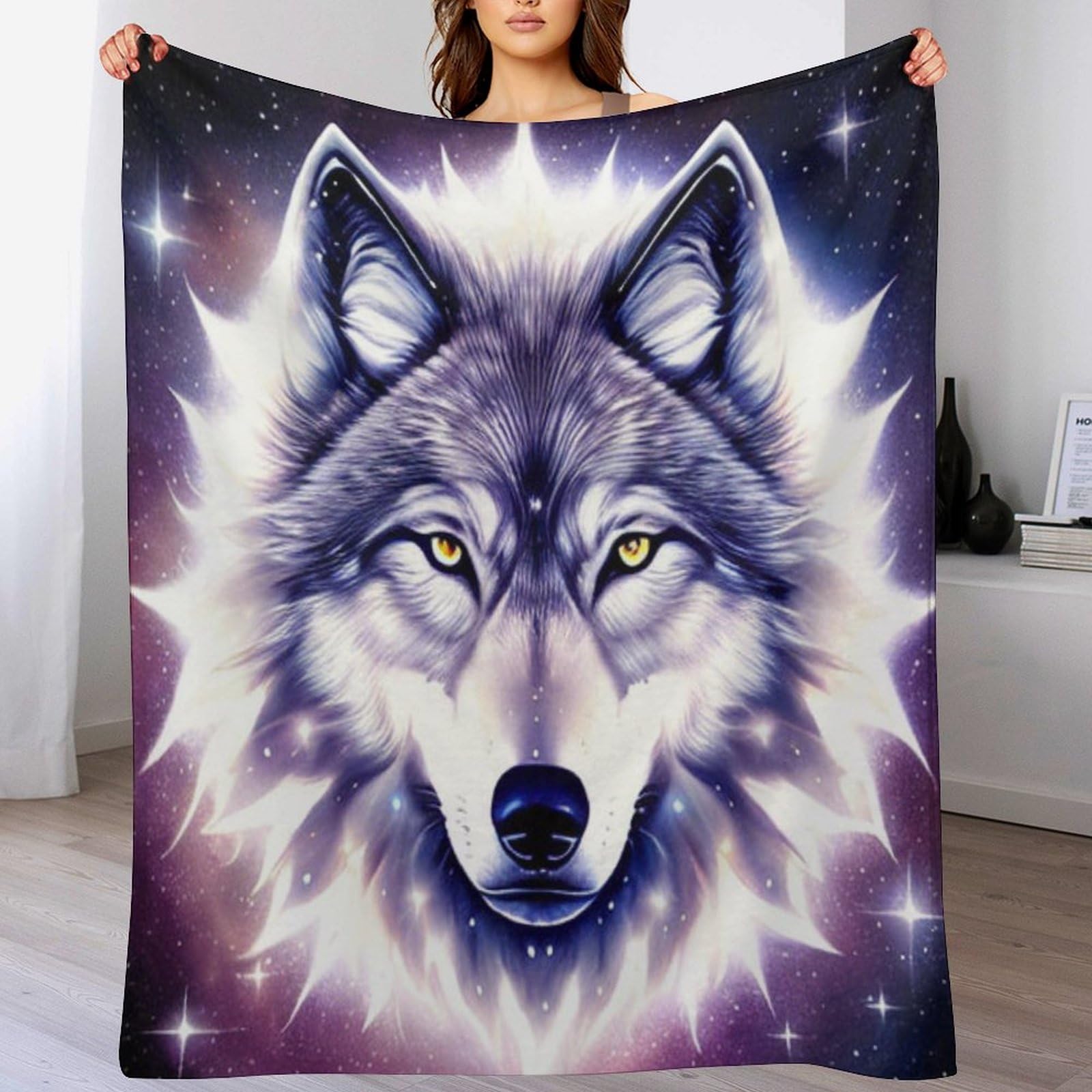 Jeté de lit pratique loup en flanelle couverture de canapé