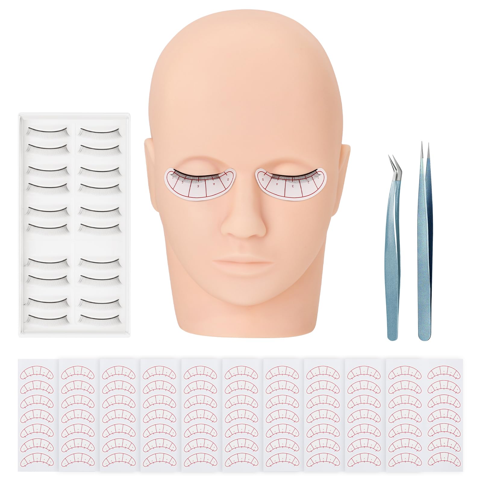 Yofuly Juego de cabeza de ejercicios de extensión de pestañas, maniquí profesional con pestañas postizas, pestañas y entrenamiento de maquillaje para principiantes — view 9