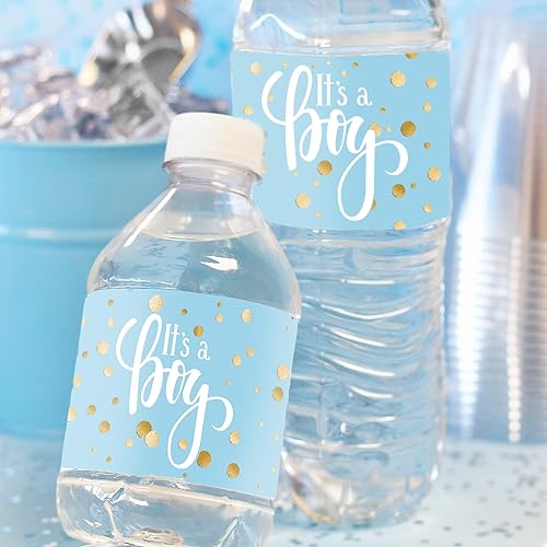 Miniatura 2 de Etiquetas para botellas de agua con texto en inglés "It's a Boy" (24 calcomanías)
