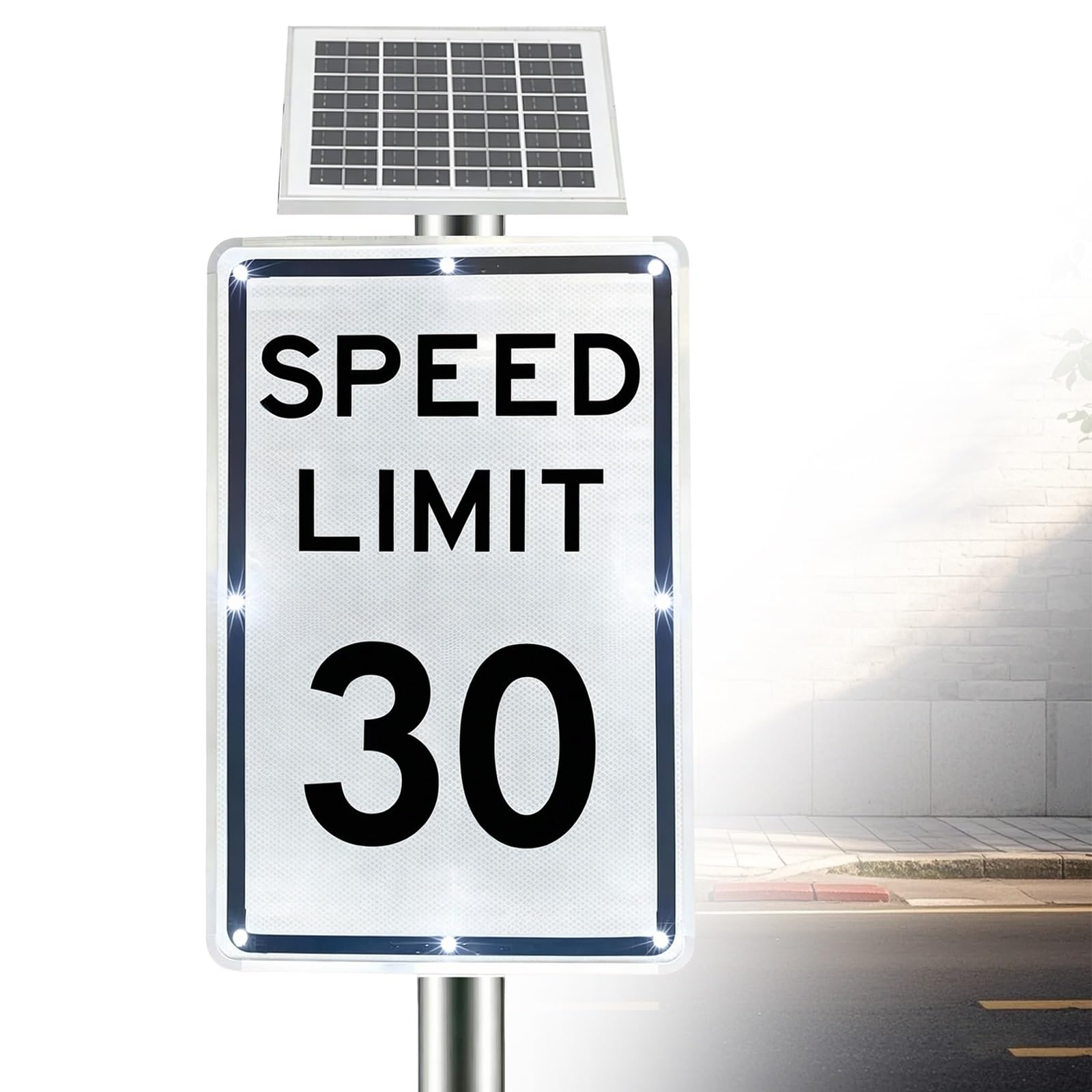 18"X24" Solar-Powered LED "Slow Down" Flashing Traffic Sign