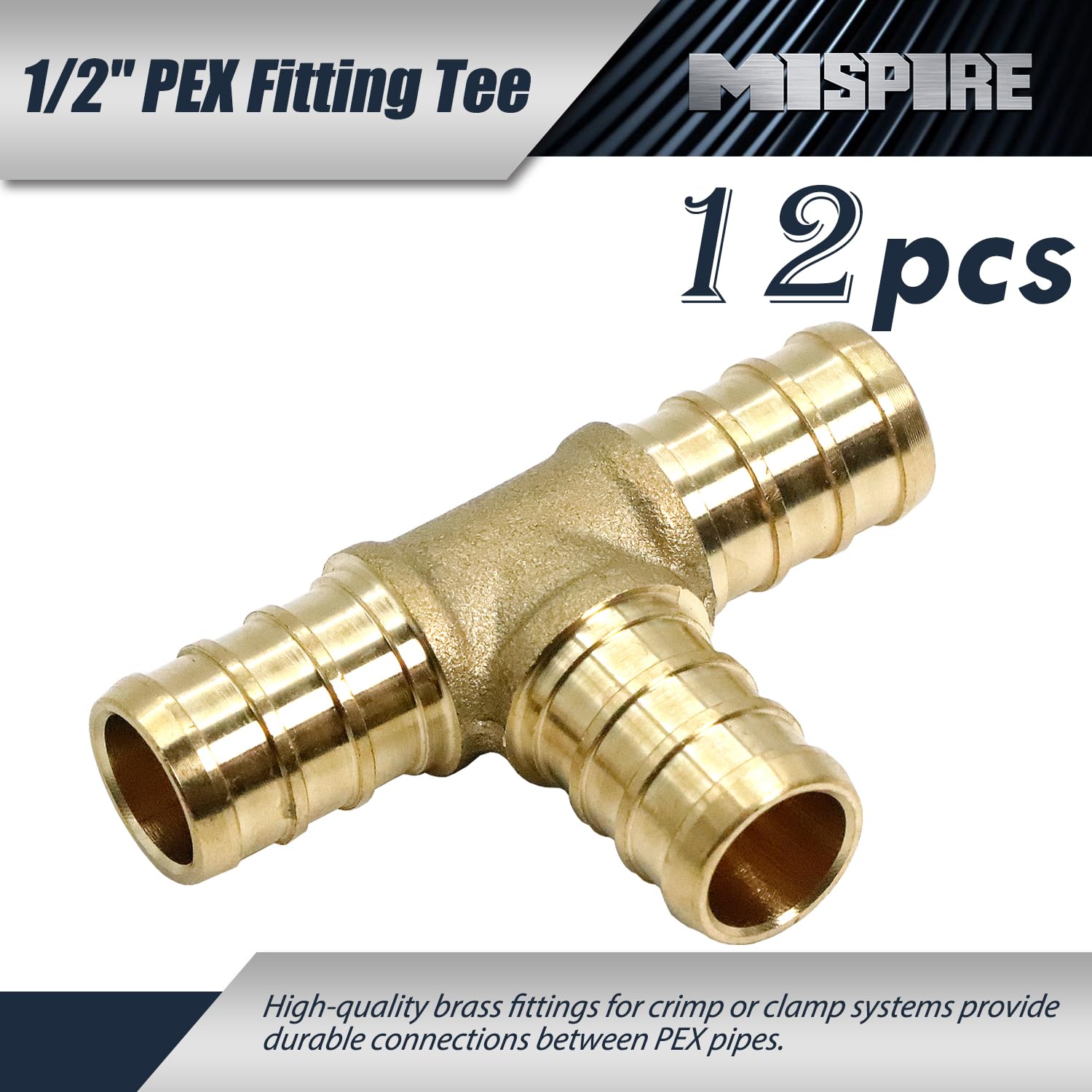 Tubo de latón PEX de 1/2 pulgada, 12 piezas, sin plomo, latón PEX