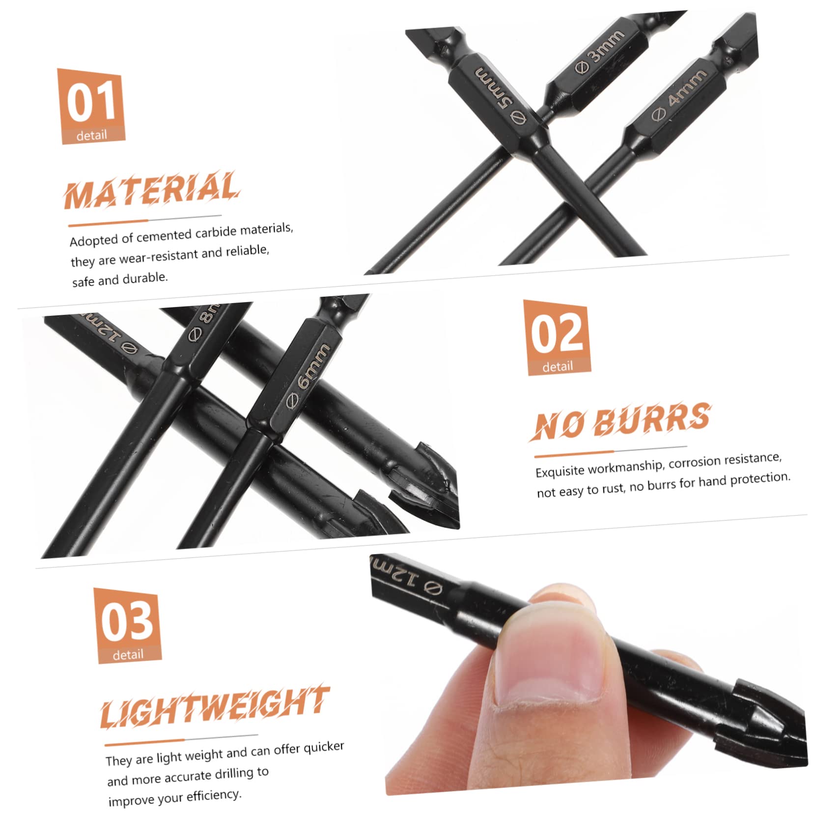 jojofuny 21pezzi Punte Trapano Triangolari Cementato Per e Piastrelle Foratura e Resistente Design Per e Calcestruzzo