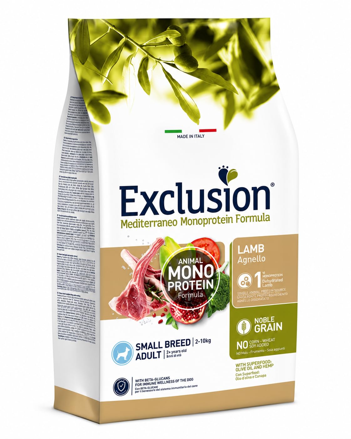 Exclusion Mediterraneo Monoproteico Noble Grain Agnello Small 2kg