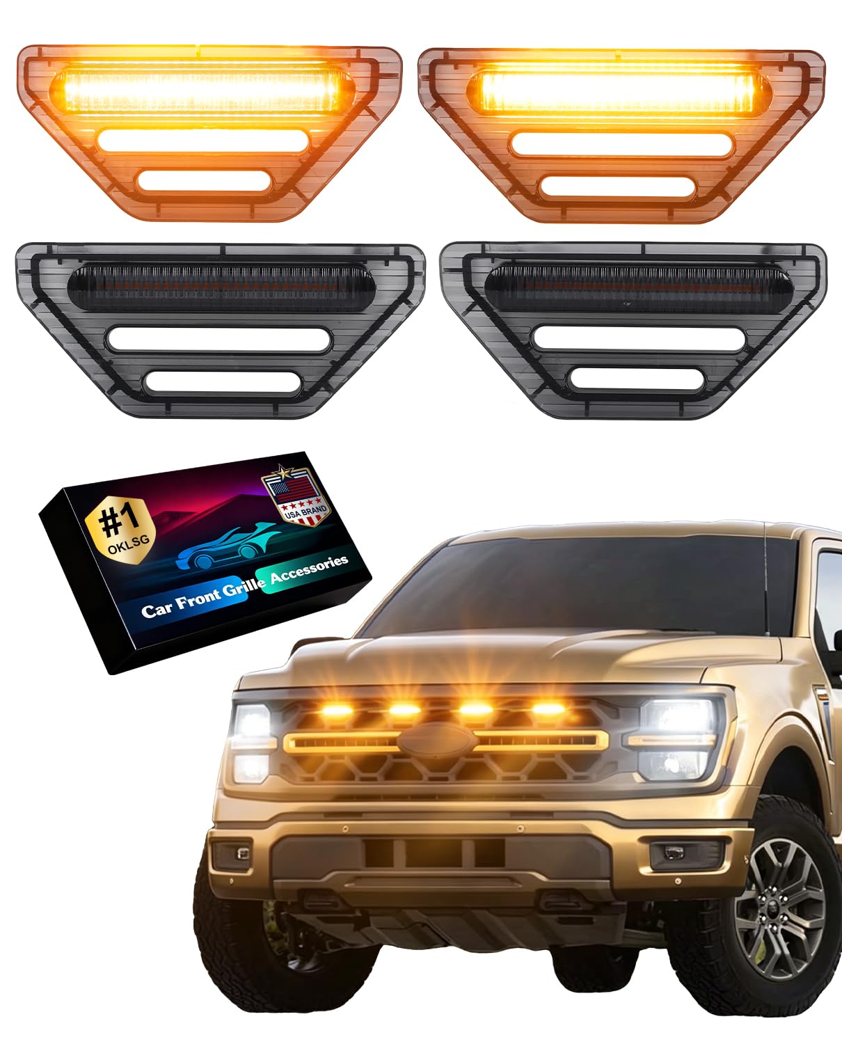 Photo 1 of Front Grill Raptor Lights for Ford F150 2024 2025 2026 (Yellow, Tremor)