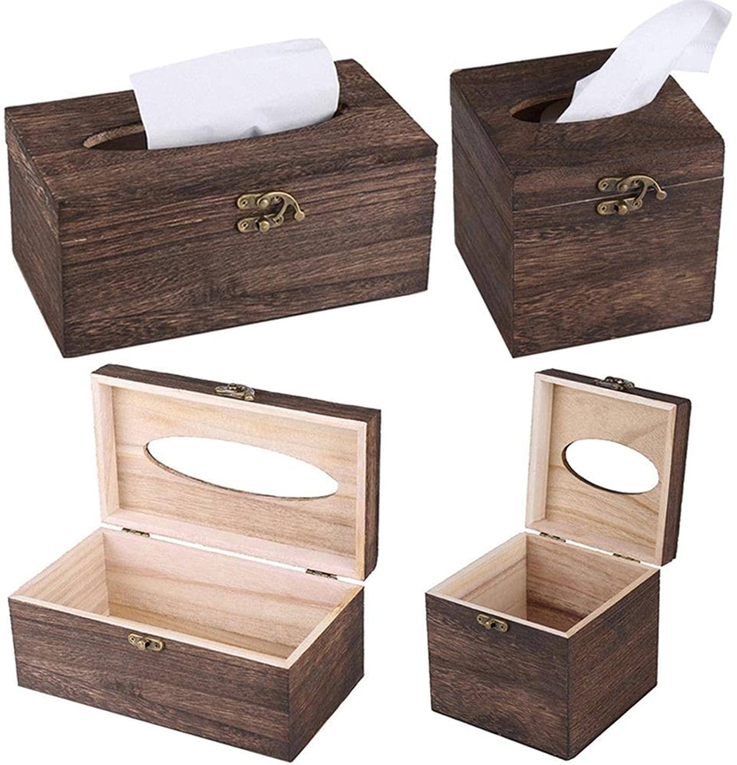 Boite A Mouchoir Moderne Boîte de Tissu en Bois Papier Porte-Serviettes Distributeur Cas Bureau Salle Bain Decor Maison Bureau(Large)