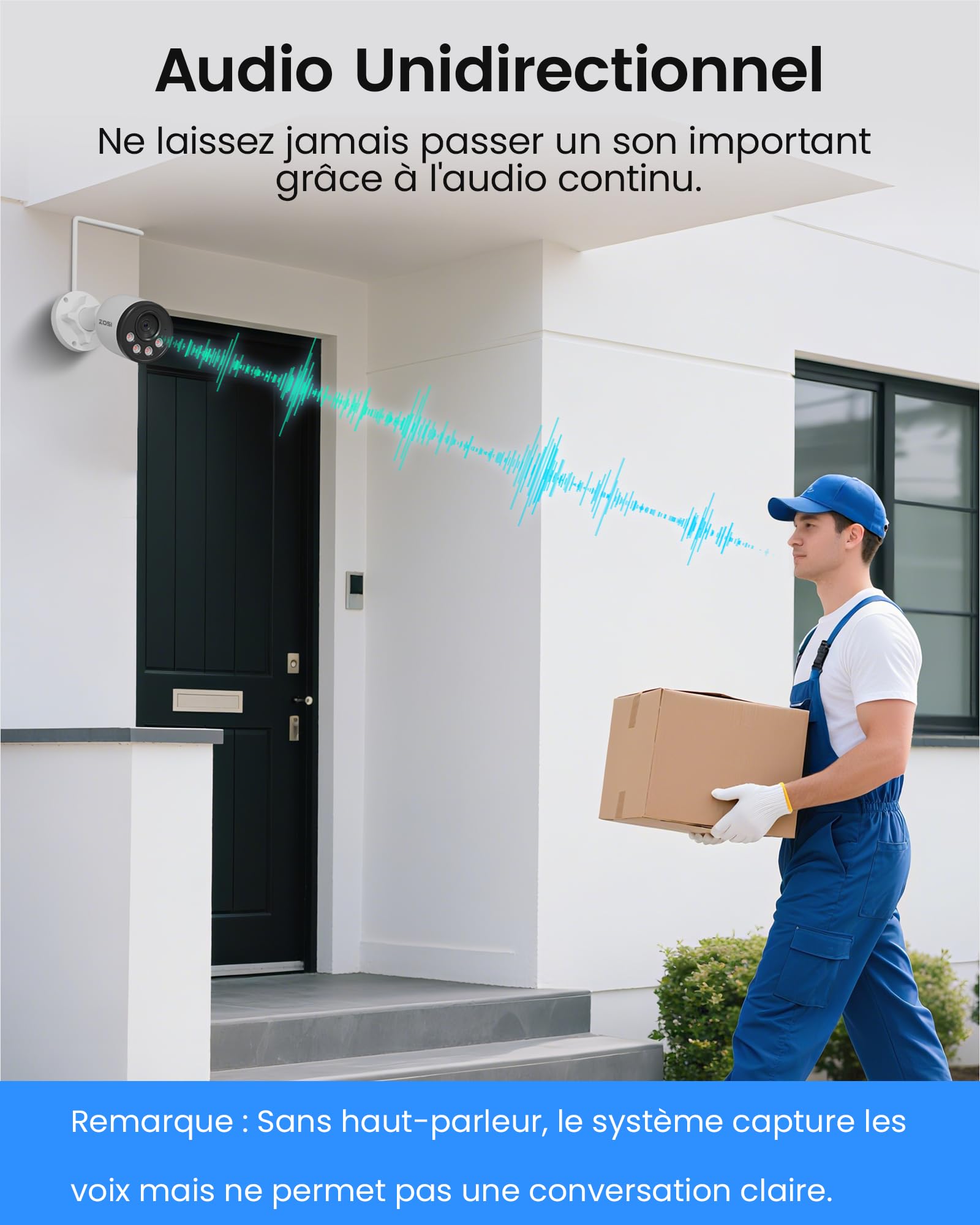 ZOSI 4K Kit Vidéo Surveillance PoE Extérieure Caméra IP et NVR 8MP sans HDD | Détection de Personne, et Alerte Instantanée, Accès à Distance, Vision Nocturne et Enregistrement 24/7
