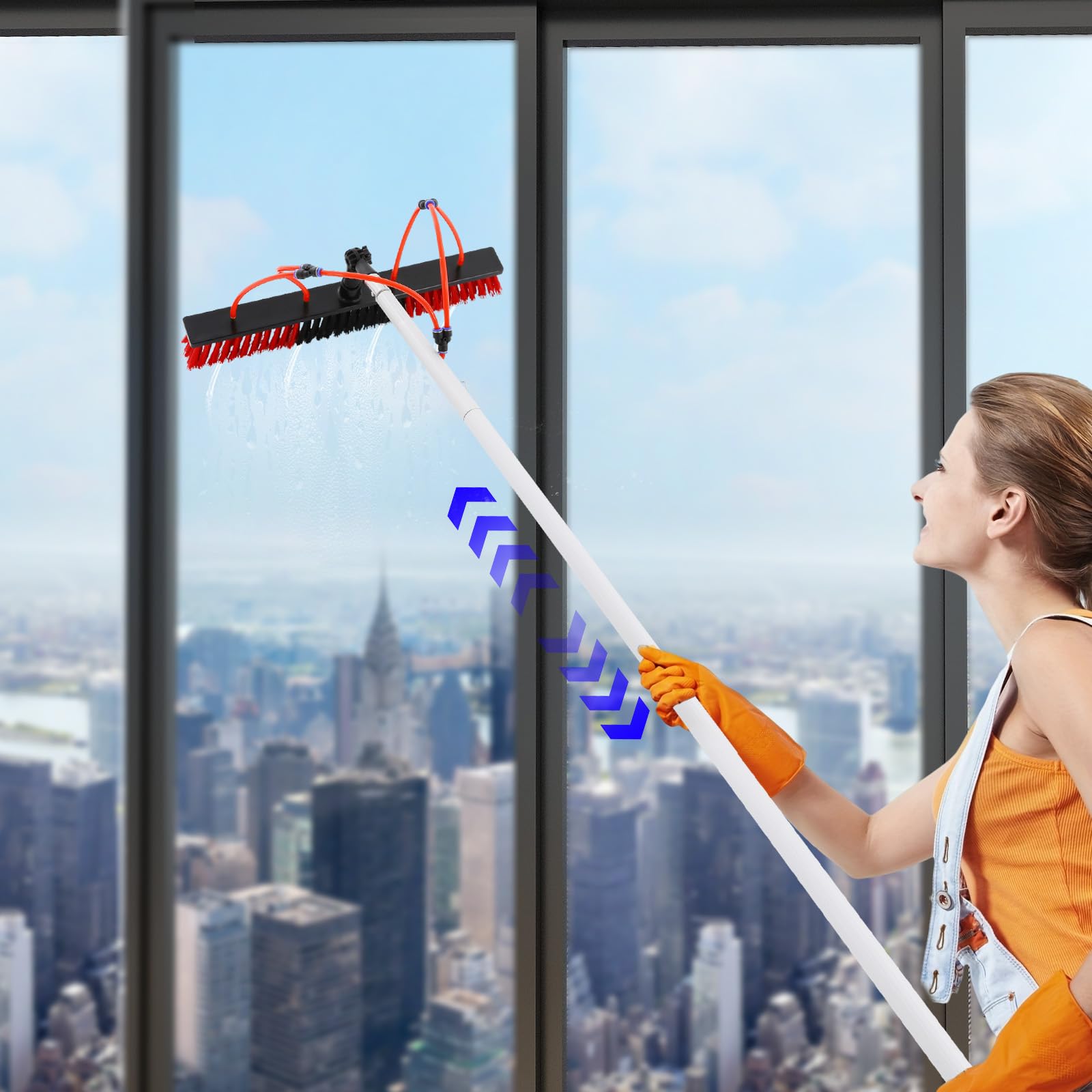 Reinigungsbürste für Solarpanel 10m Fensterreiniger Set mit 55cm Bürstenkopf Saubere Wasserbürste zur Reinigung von Solarmodulen Fenstern Wänden