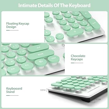 Typewriter Keyboard 104-key Punk Gaming Retro Keyboard LED White Backlit Cute Keyboard with Wired USB Suitable for PC/Win/Mac/Laptop Computer Keyboard(Green)