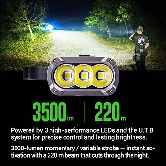 NEXTORCH TA70 EDC Tactical Flashlight,Flat Flashlight Rechargeable,3500 Lumens Tactical/Duty Dual-Switch LED Slim Flashlight with Stainless Clip for Outdoor Daliy Use Emergency