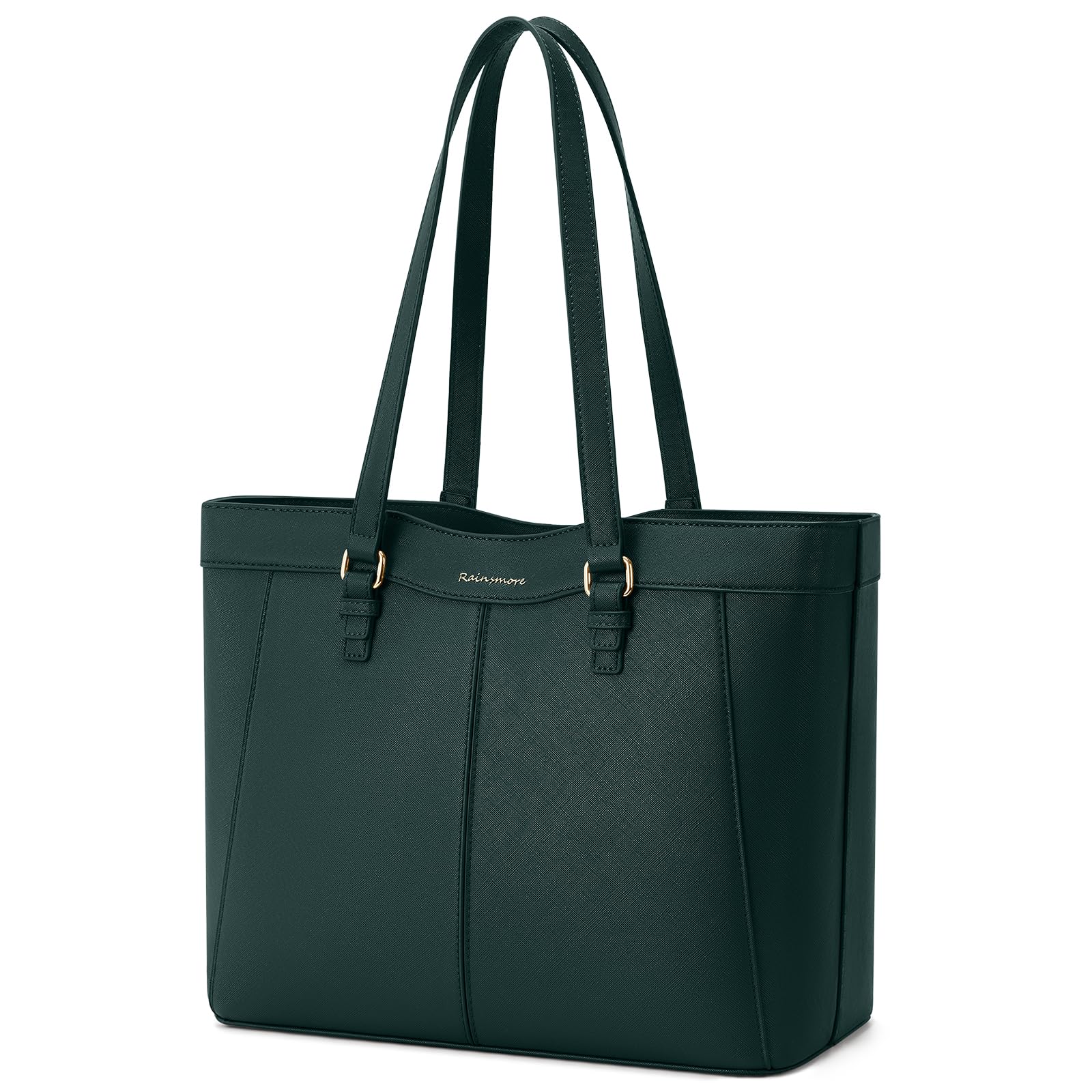RAINSMORE Handtasche Damen Wasserdichte Shopper Tasche Laptoptasche Damen | 14-Zoll Arbeitstasche Schultertaschen Henkeltasche Tote Bag mit Reißverschluss für Arbeit Schule Einkaufen Business Grün