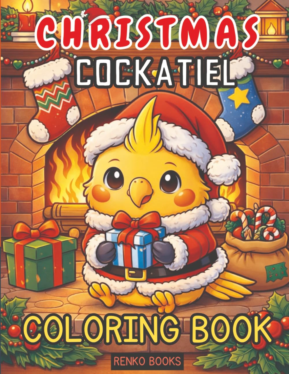 Christmas Cockatiel Coloring Book: Festive Holiday Birds in Santa Hats, Ornaments, Wreaths, Stockings, Snowy Branches, Cozy Perches, Winter Lights, Cheerful Scenes to Color