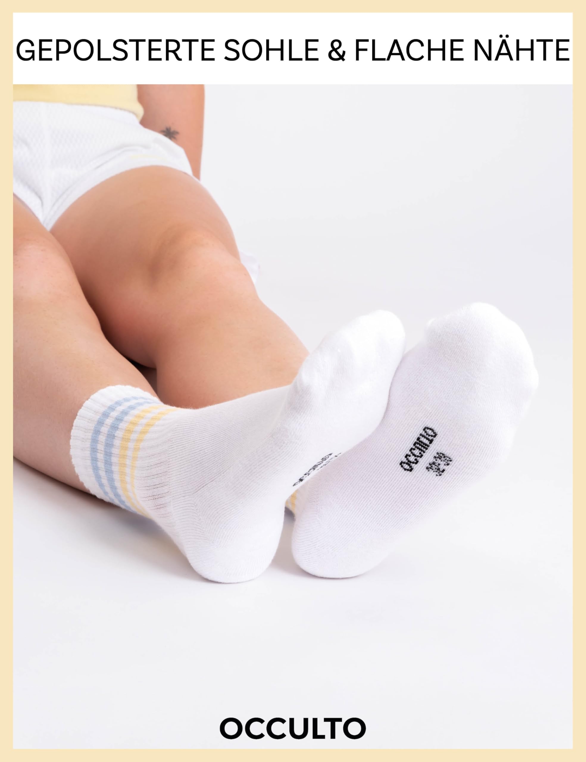Occulto Damen Retro Tennissocken 80% Baumwolle 6er Pack (Modell: Steffi)