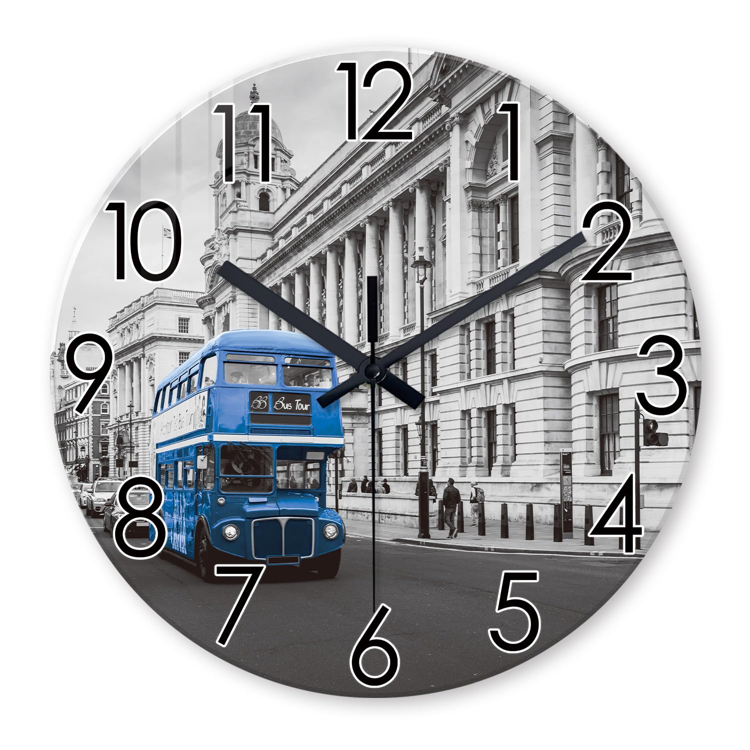 Constantplanet Office Clock Analog 14 Inch London Wall Clock Battery Operated Round Silent Wall Clock Modern