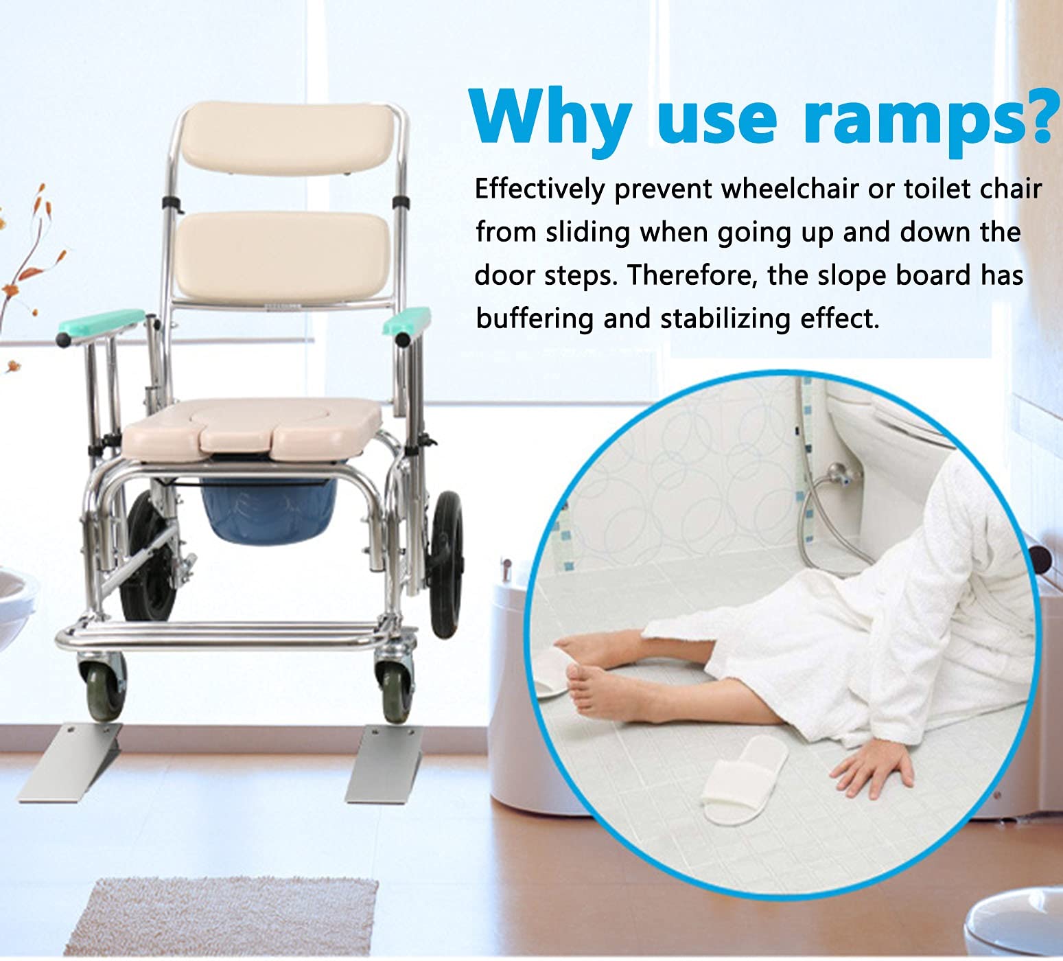 Winter Rampas Antideslizante para sillas de Ruedas, Altura Ajustable 4-5 cm Rampa de umbral de aleación de Aluminio Utilizada para umbrales, Puertas y baños, un par