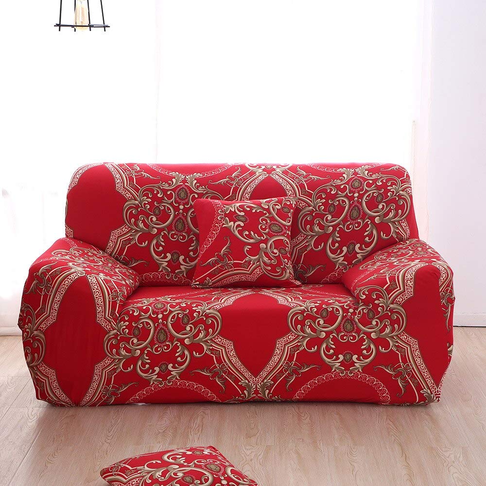 OKJK Stretch Floral Printing Sofa Covers, Sofa Slipcover 1/2/3/4 Seater,Universal,Apply To Living Room Corner,L Shap Sofa (15,4-Seater 235-300cm)