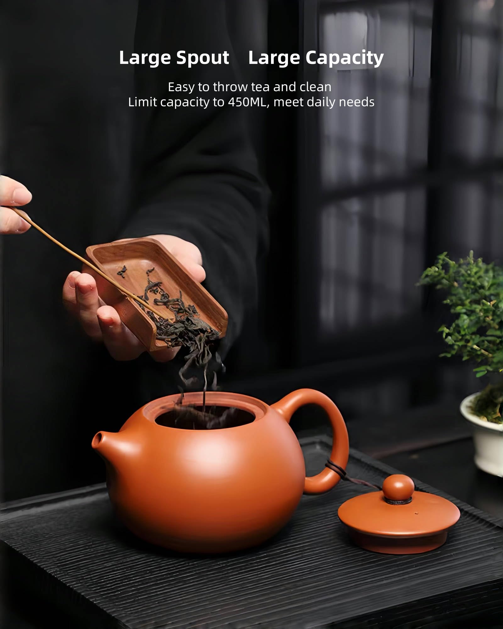 Tetera Yixing 400 ML, Tetera Xishi de Arcilla, Tradicional Chino Hecha a Mano Zisha Teteras Kung Fu con Caja de Regalo y Paño de Cocina