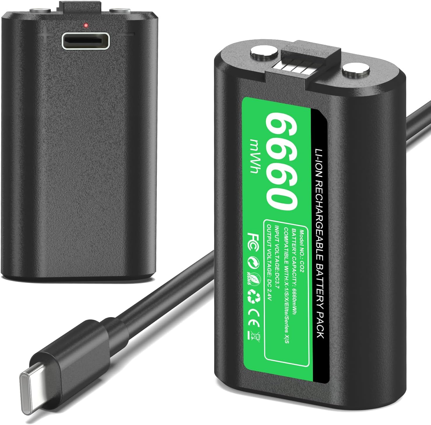 GKHERD Rechargeable Controller Battery Pack for Xbox One/Xbox Series X|S, 2x6660mWh Battery Pack with Type-C Charging Cable for Xbox One/S/X/Elite Controller