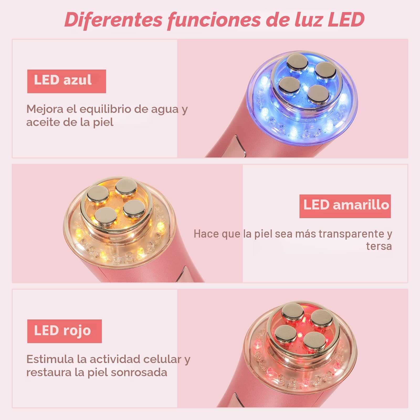 CARER SPARK Dispositivo de Radiofrecuencia Facial Masajeador Facial Contra las Arrugas y 3 Terapias de Luz LED para Reducir las Líneas Finas Anti-Envejecimiento y Reafirmar la Piel