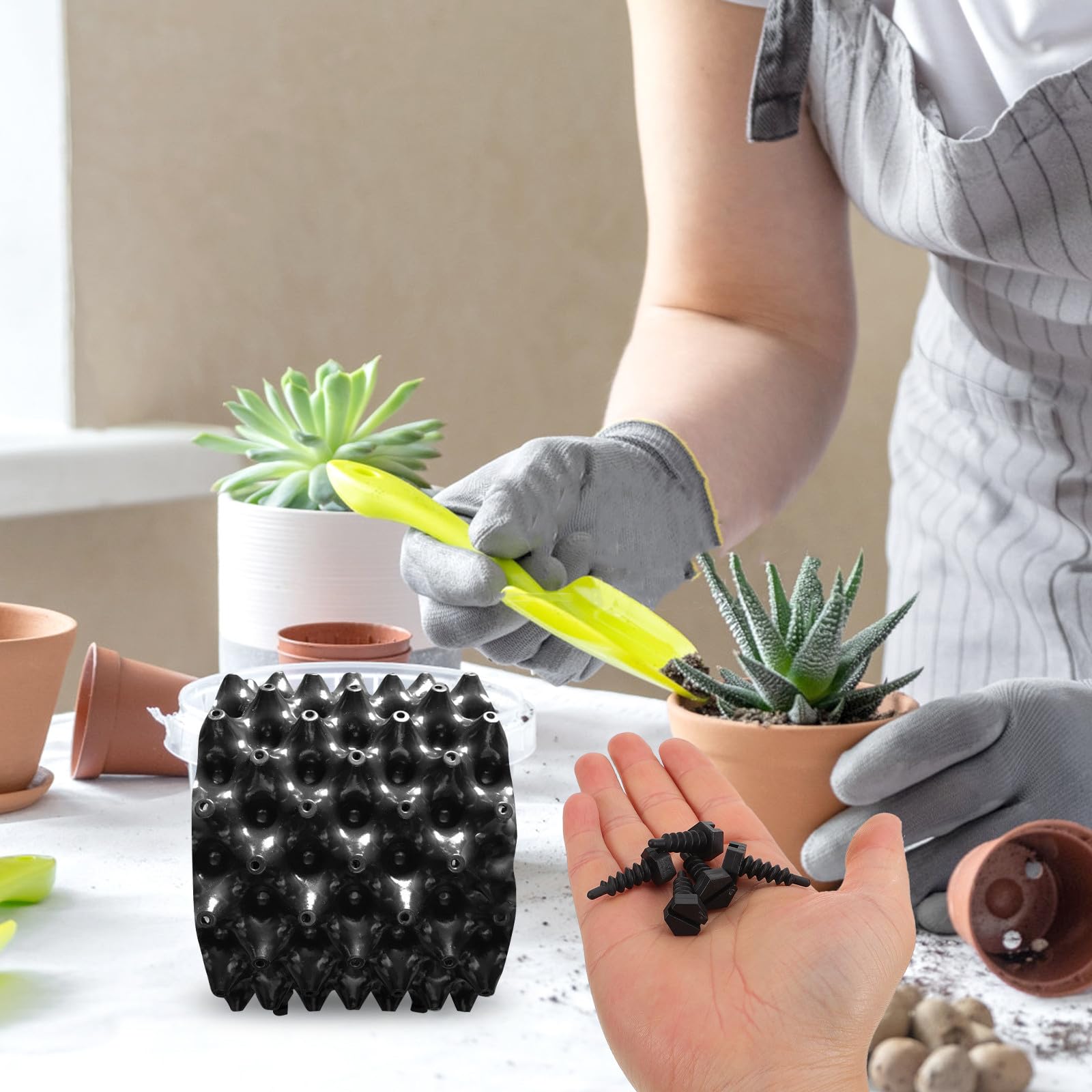 FOMIYES Wurzelkontrollschrauben mit Sechseckiger Form aus Schwarzem Kunststoff 100 Stück Installieren für Pflanzen und Pflanzeneinfassungen im Garten