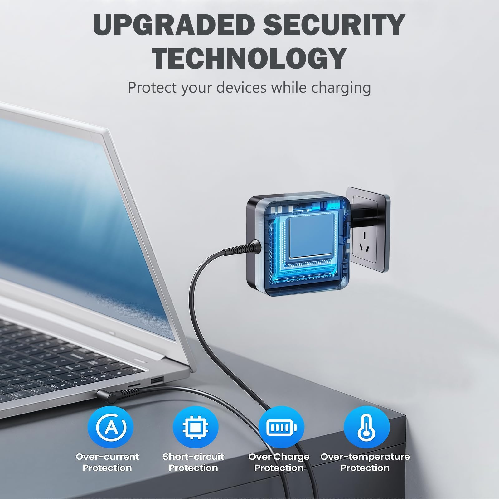 Lerobo 65W Caricabatterie per laptop 40*17mm Interfaccia, Compatibilità Lenovo Ideapad 3/5/S145/S340/S540/330s/330/320s/320/310/310s/1/S130/L340/C340, Yoga Série, ADL45WCG ADLX65CLGE2A Adattatore PC