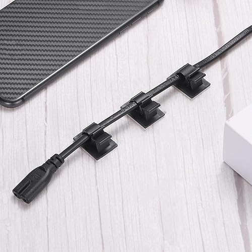 Miniatura 5 de MECCANIXITY 30 Uds. Clip adhesivo para gestión de cables, abrazaderas de cable PE de 0.669-0.787 in ajustables para cables USB, cables de ratón,