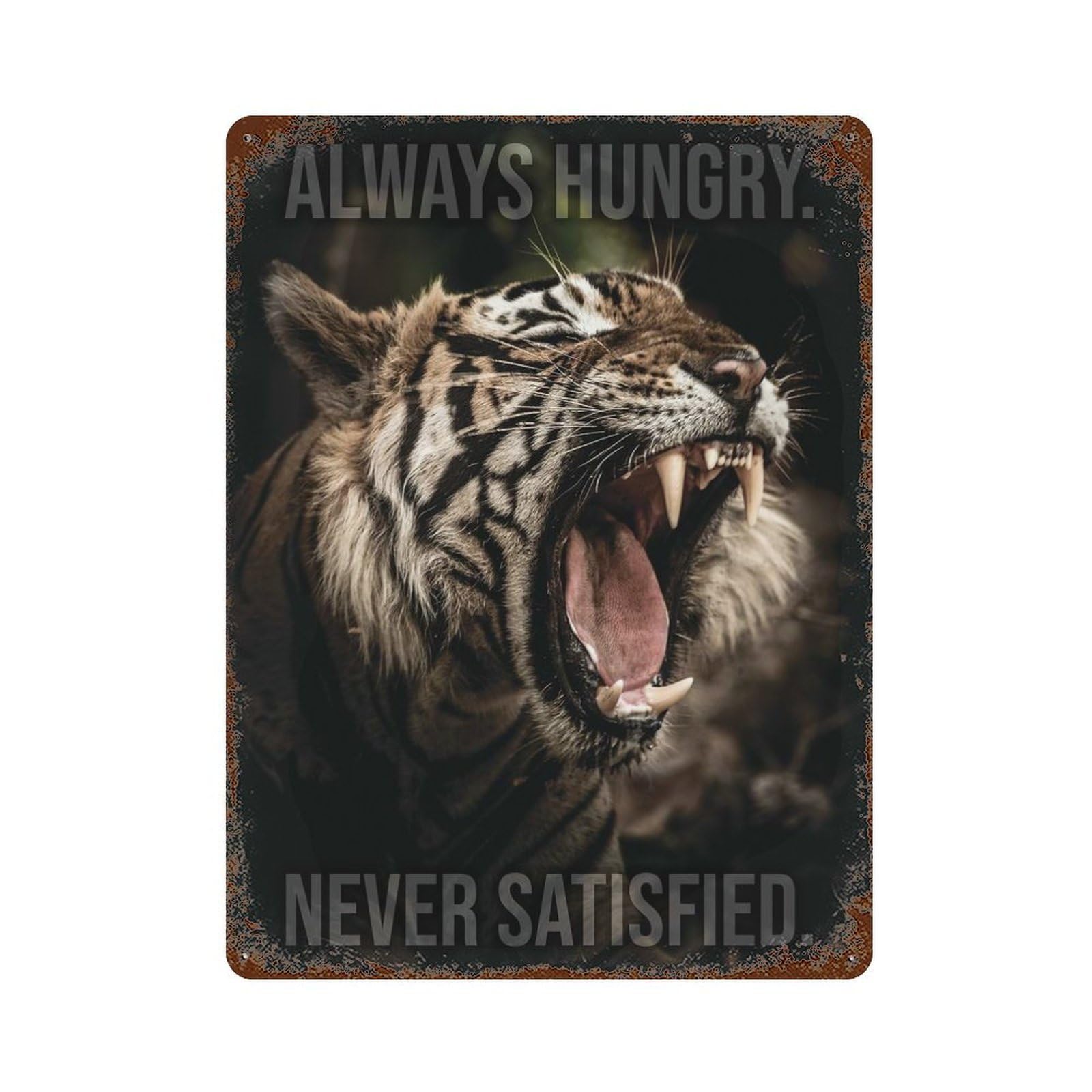 Vintage Metal Tin Sign Always Hungry 15.7"x11.8", Classic Wall Plaque for Pub, Kitchen And Man Cave Decor