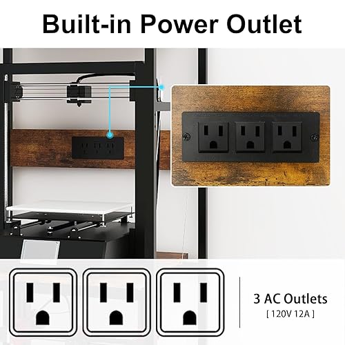 Miniatura 7 de PUNCIA Soporte para impresora 3D de 3 niveles con almacenamiento de filamentos, estante de banco de trabajo resistente, compatible con FDMSLA,