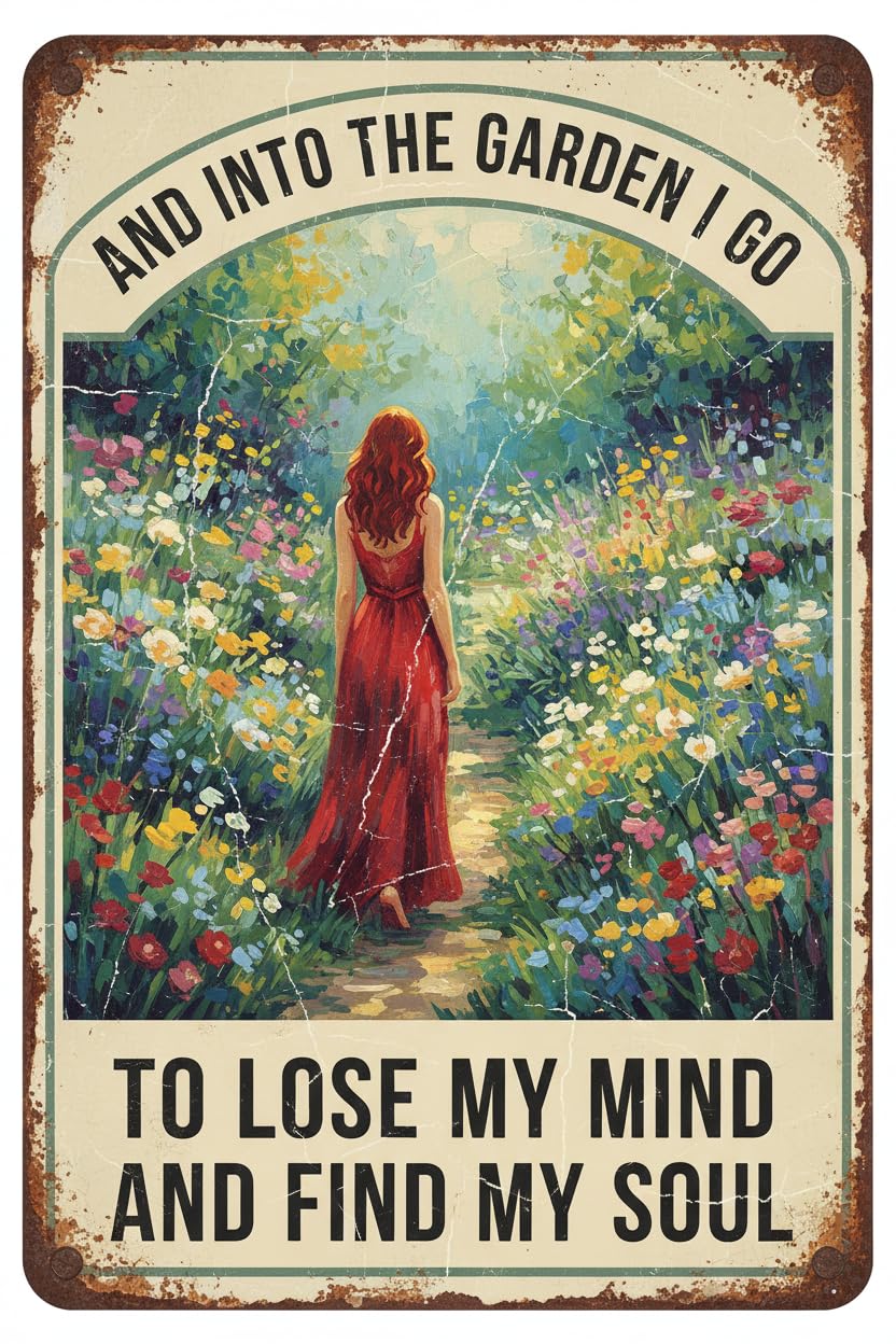 Into The Garden Lose My Mind Find My Soul Tin Sign, 8x12 Inch