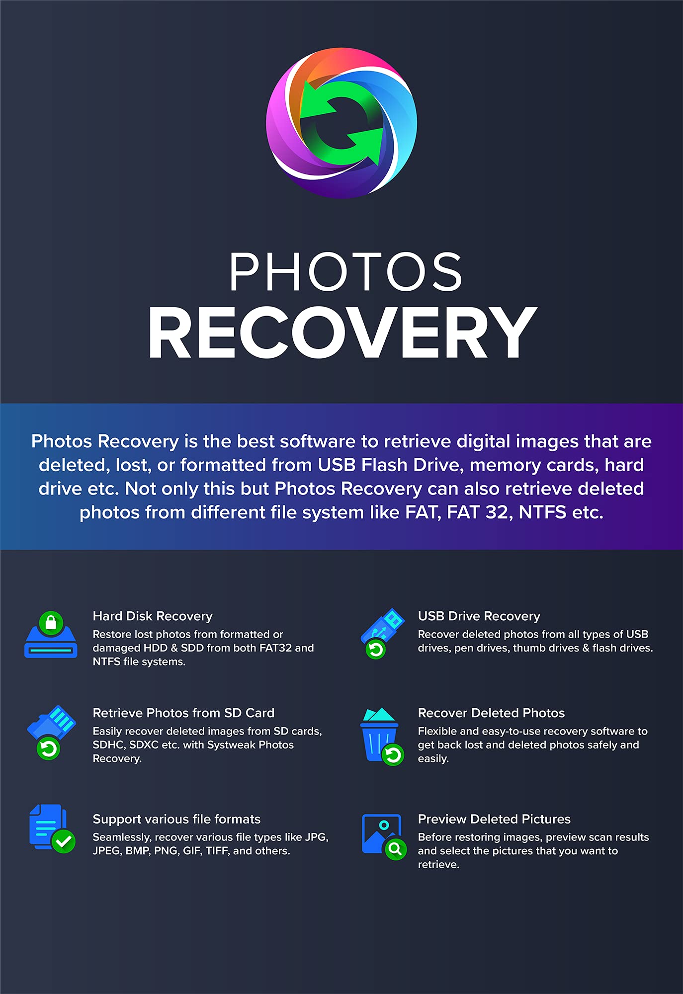Photos Recovery Software 1 PC 1 año | Recuperar fotos perdidas de una PC con Windows | USB | Disco duro externo | Recuperar imágenes eliminadas (entrega por correo electrónico en 2 horas, sin CD)