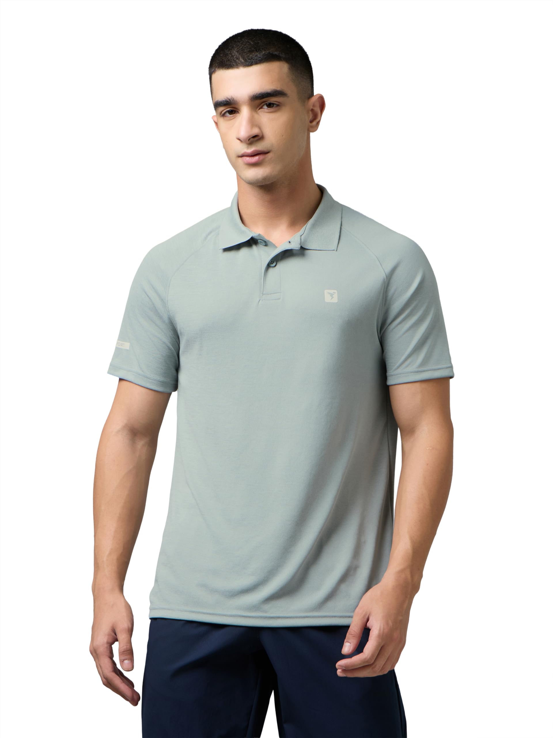 technosport Men's 100% Polyester Slim Fit Self-Design Half Sleeve Polo T-Shirt with Double Cool, SPF50+ Properties for Gym, Workout 7 Regular Use-picture-38
