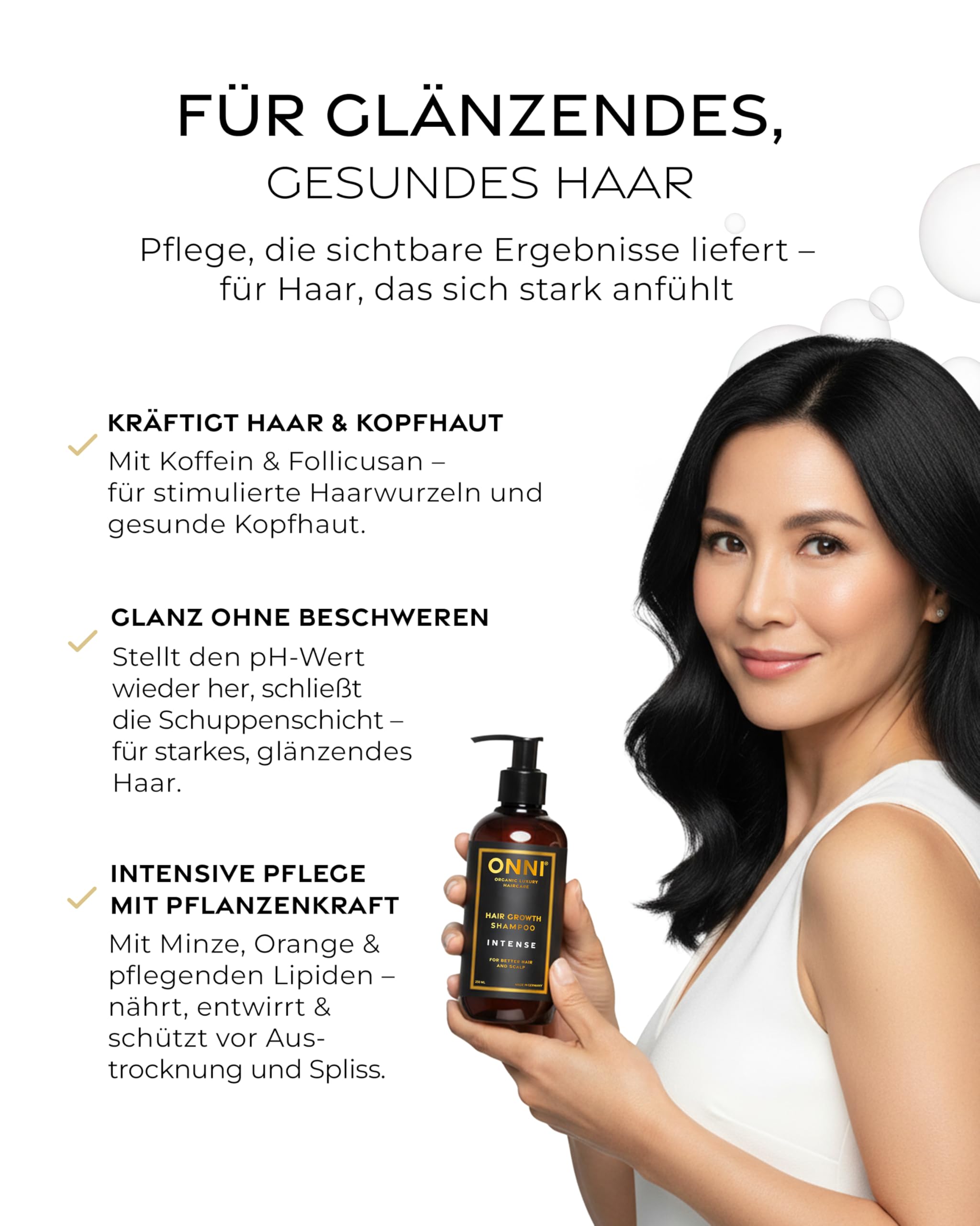 ONNI – INTENSE Conditioner für Haarwachstum 250ml – Haarpflege mit Follicusan & Koffein – Hair Growth Haar Spülung strapaziertes, trockenes Haar, ideal auch für Locken. silikon- & parabenfrei
