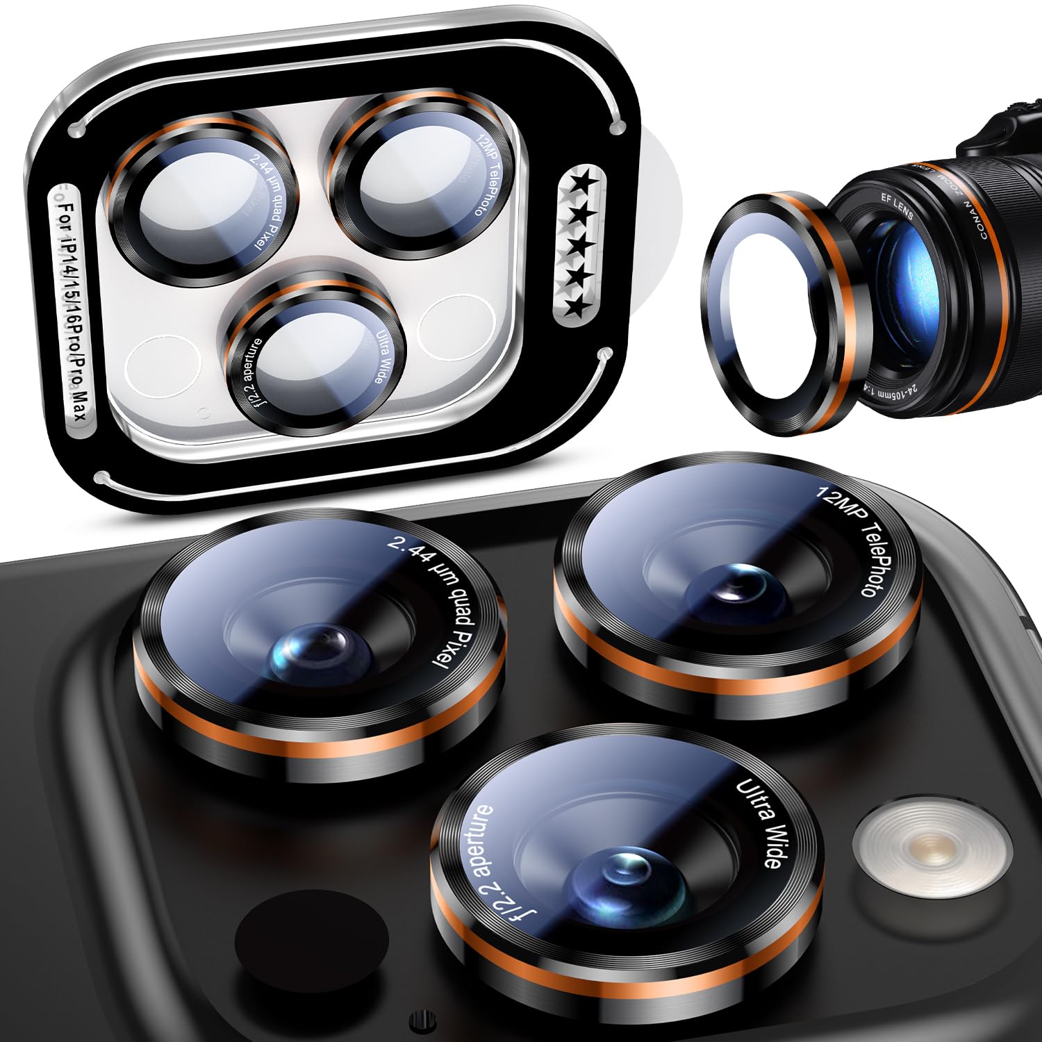 Uyiton for iPhone 17/16/15/14 (Pro Max &amp; Pro) Camera Lens Protector