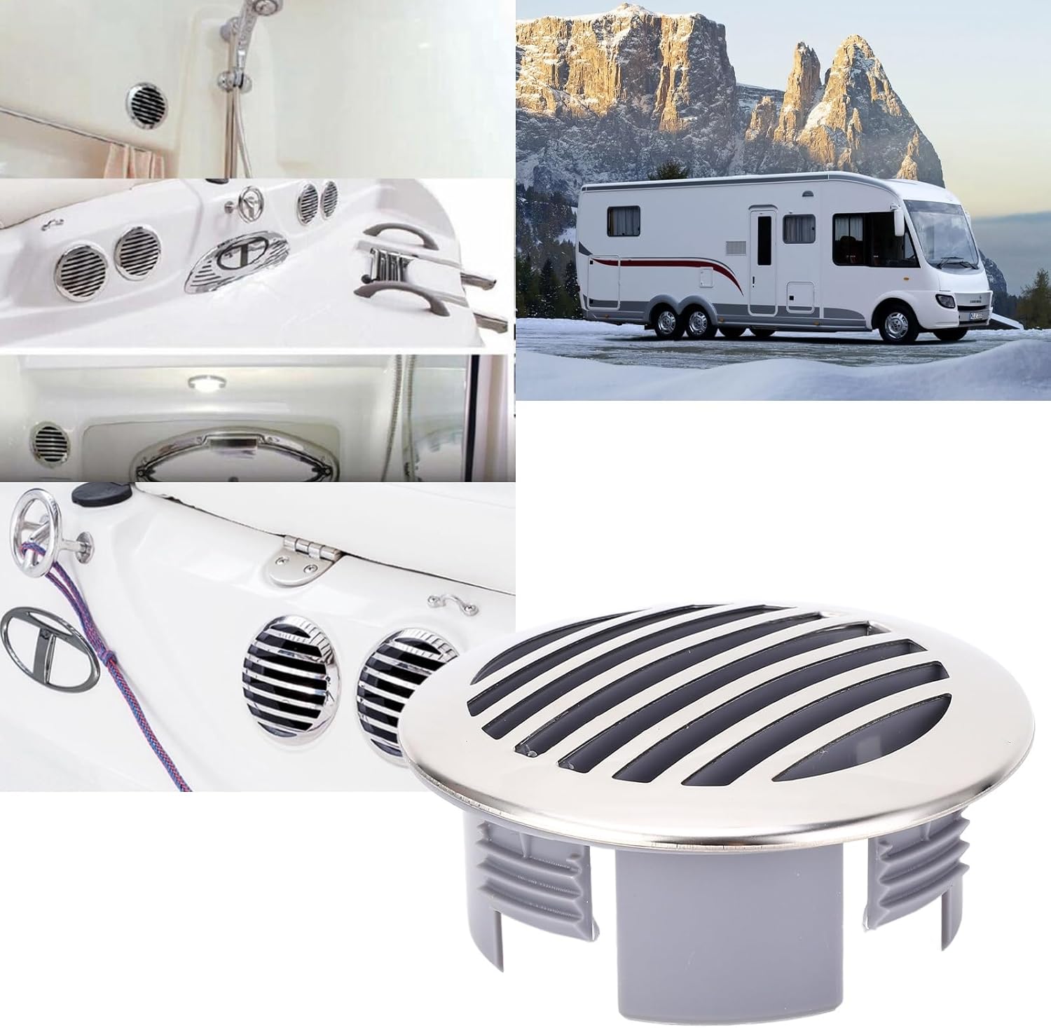 Boats Air Outlet Grill, 4pcs Boats Airflow Vent Cover 3.5in 8.9cm RV Airflow Vent Trim 316 Stainless Steel High Polished Cap for Yachts RVs