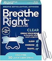 Vista 1 de Breathe Right Tiras nasales transparentes grandes, 30 unidades (el embalaje puede variar)
