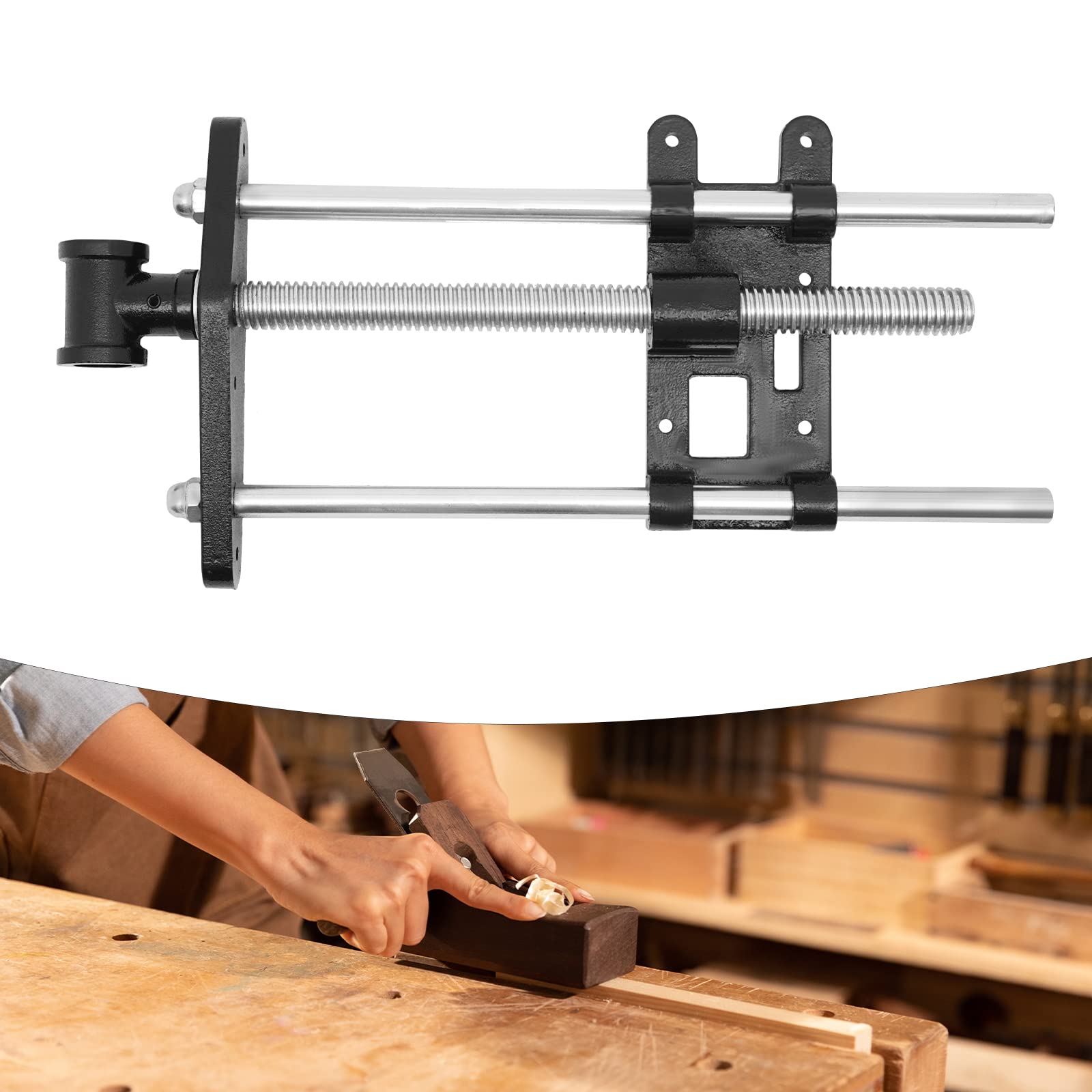 Morsa per legno, 10,5 pollici, pinza anteriore per pialla, in ghisa e acciaio Q235, pressione di serraggio fissa, facile da installare, per lavorazione del legno, nero/argento