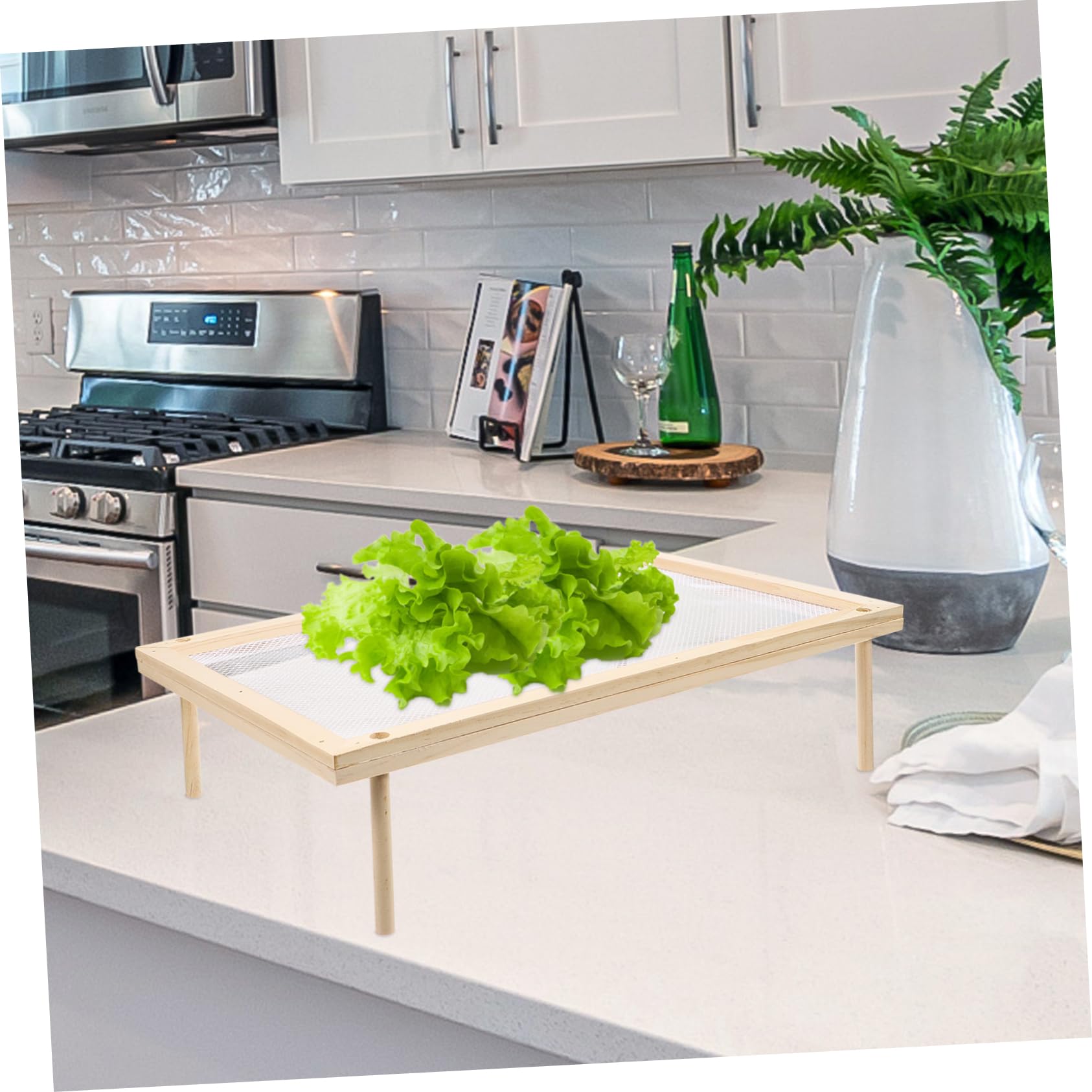 IMIKEYA Séchoir à Pâtes en Bois Beige, Étagère à Spaghettis Ménager