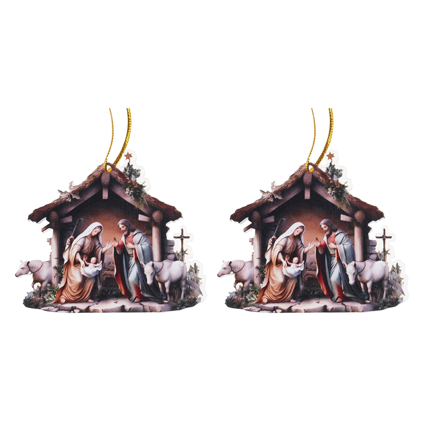 Yhplxyuus Of 2 Nativity Scene Pendant Acrylic Wall Hangings Decorative Hangers Perfect for Interior Enthusiasts Acrylic Decorative Pendant