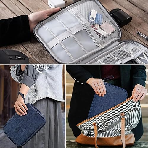 Miniatura 6 de Bolsa de accesorios para cables de viaje, estuche organizador electrónico para cable, cable, cargador, teléfono (grisL)