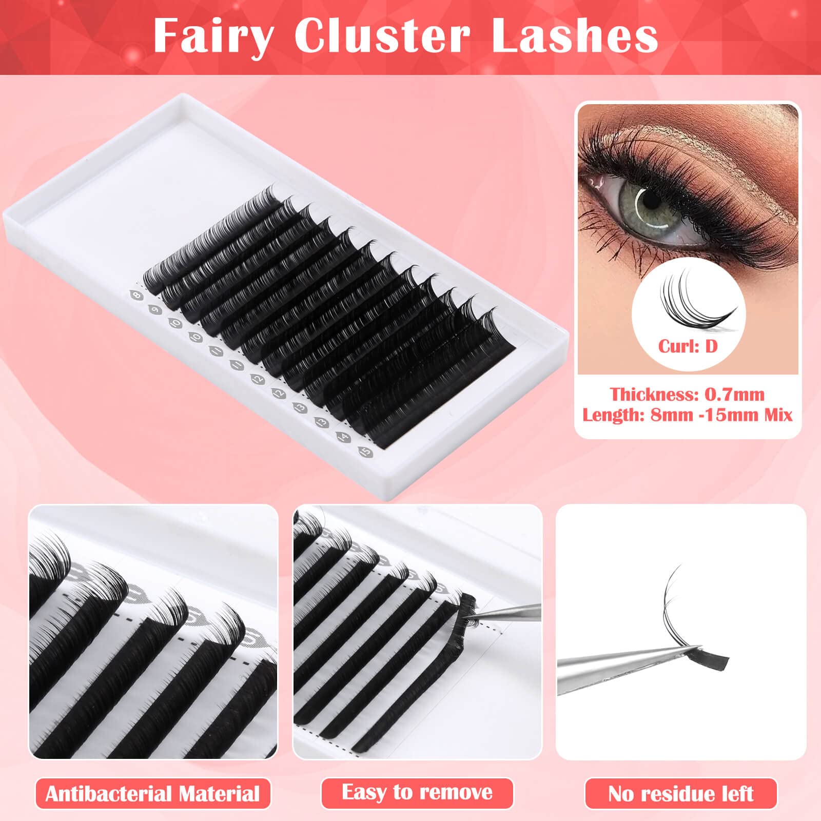 Buy 230PCS Eyelash Extension Supplies Kit with Fairy Lash Clusters 0