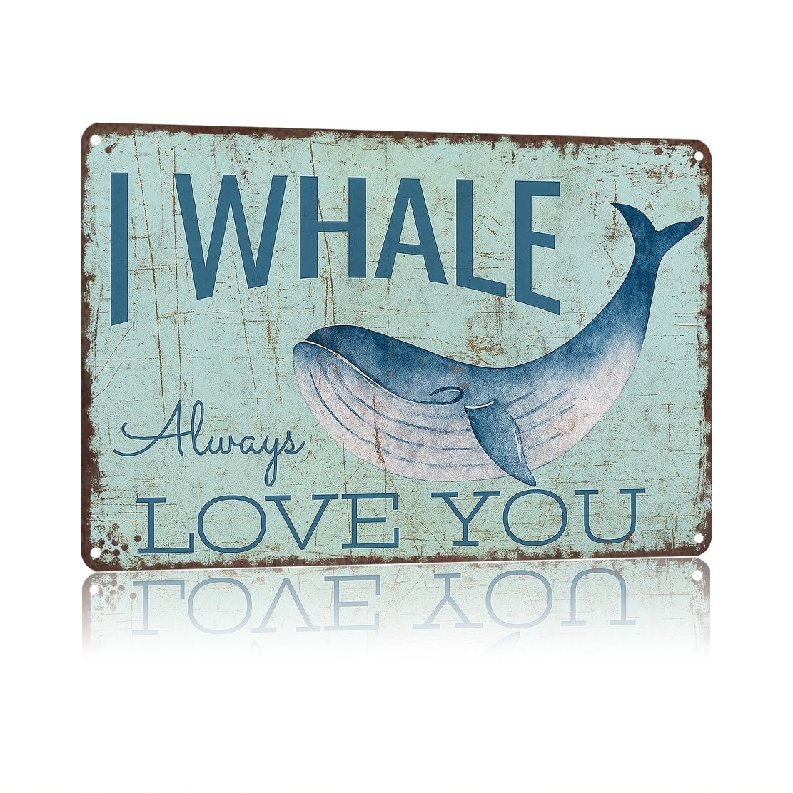 KWQDOZF Funny 8x12inch Whale Love You Aluminum Sign Wall Art